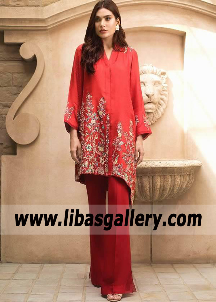 Pakistani Party Dresses Matawan New Jersey NJ USA Latest Asymmetric Drape Boot Cut Pants Dresses