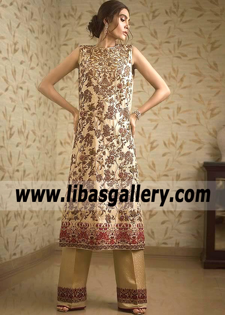 Champagne Ecru Anastasia Party Wear Dress