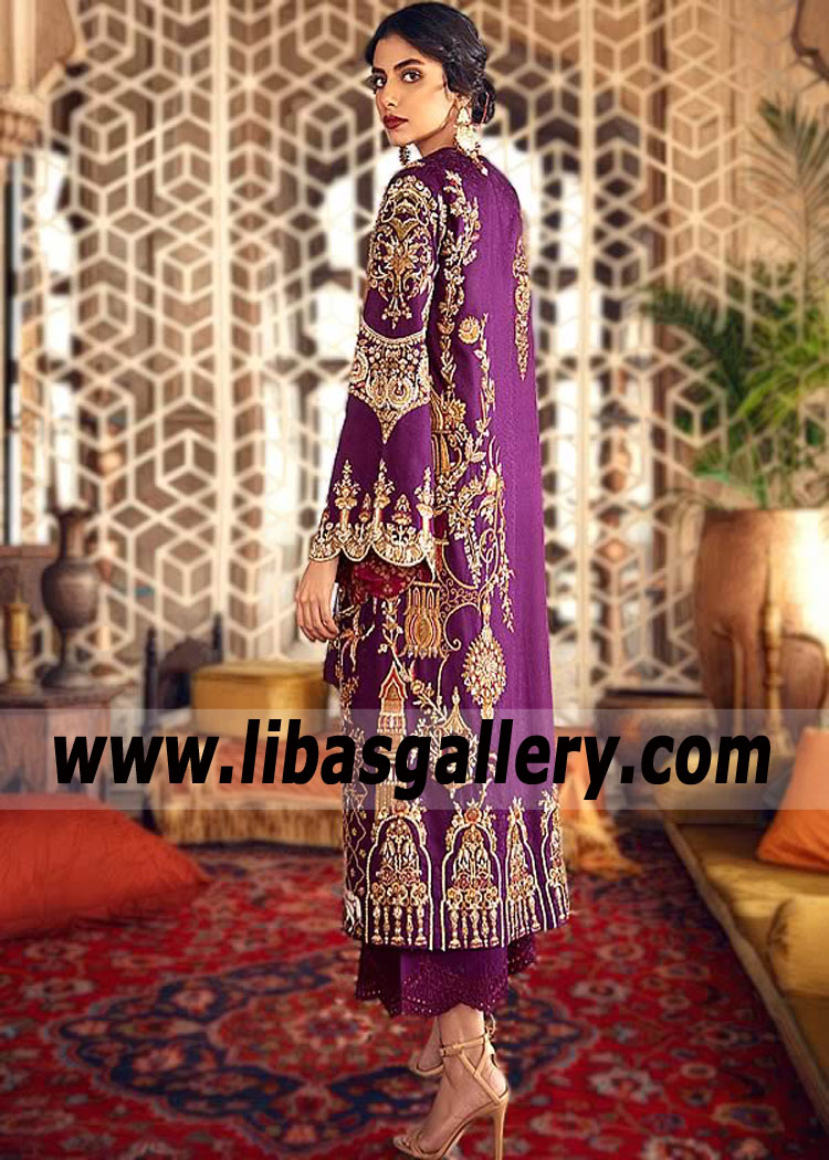 Palatinate Purple Sambina Embellished Party Wear Jacket Dress