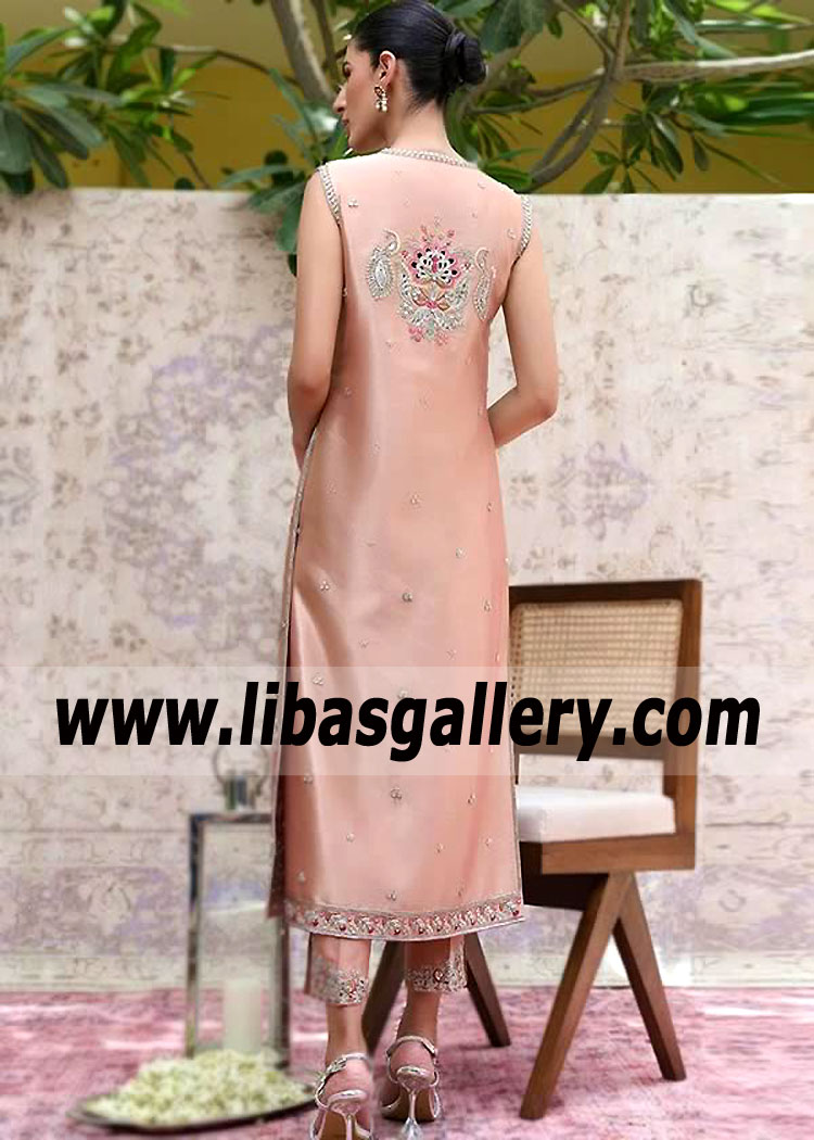 Pale Taupe Avril Sleeveless Party Wear