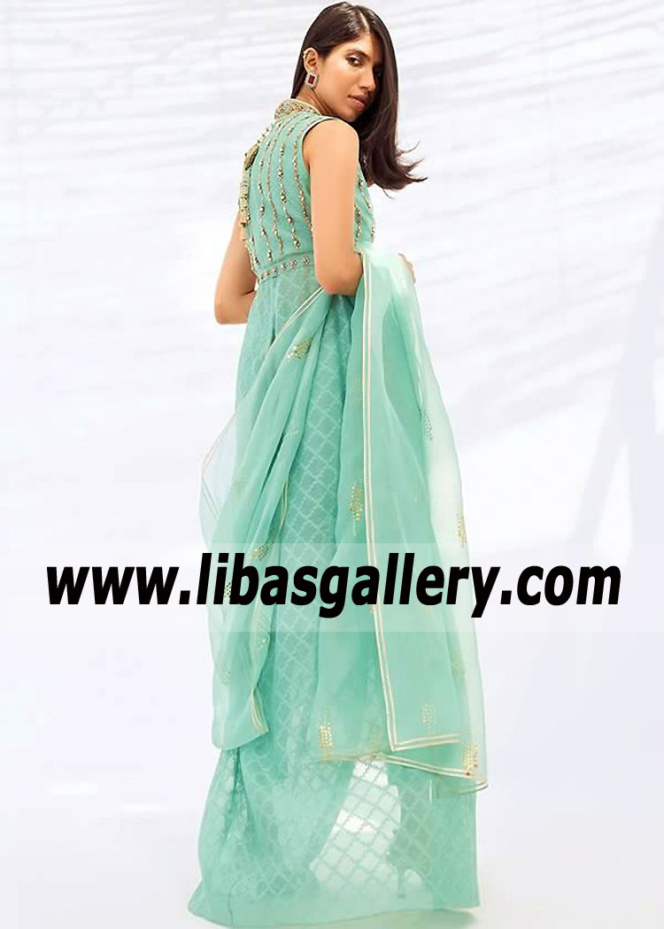 Turquiose Helly Formal Party Wear Suit