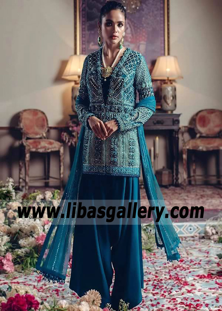 Indigo Dye Silene Party Wear Jacket Dress