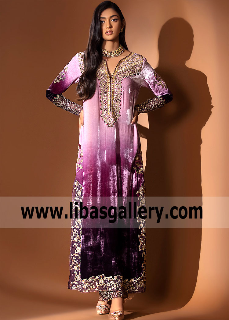 Purple Ombre Lavender Wedding Guest Dress
