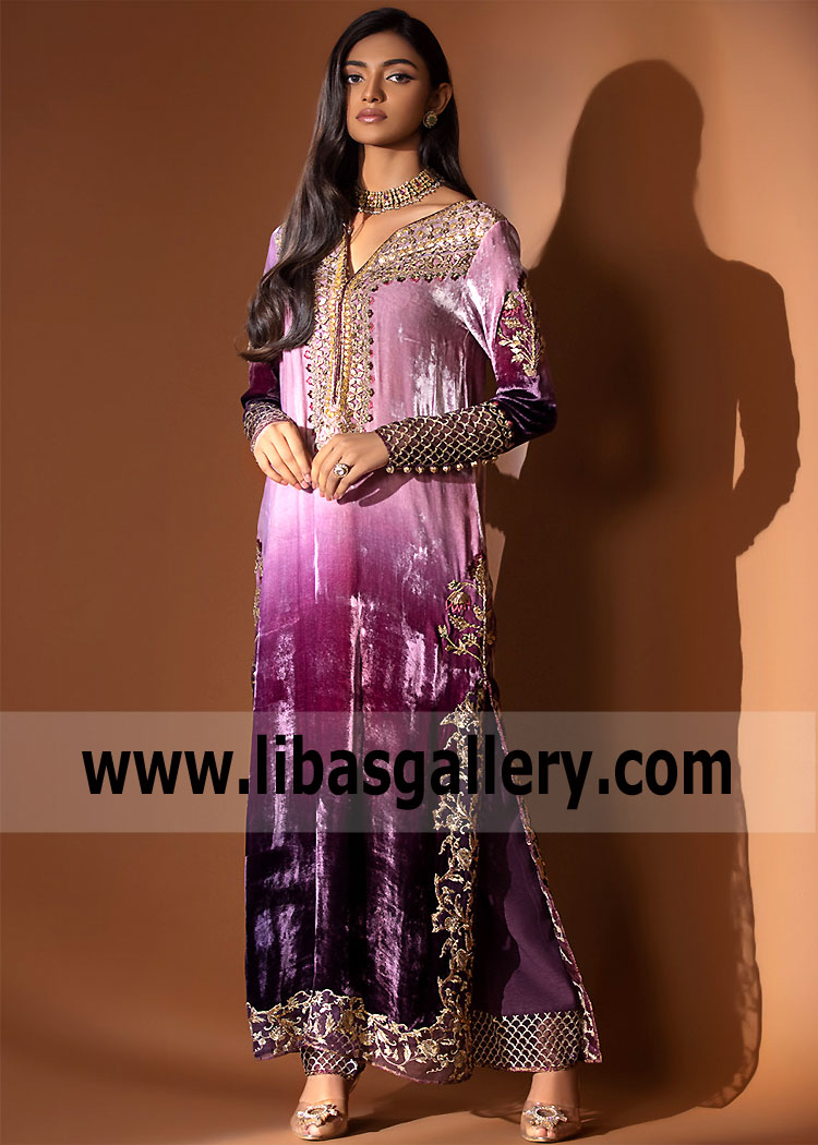 Purple Ombre Lavender Wedding Guest Dress