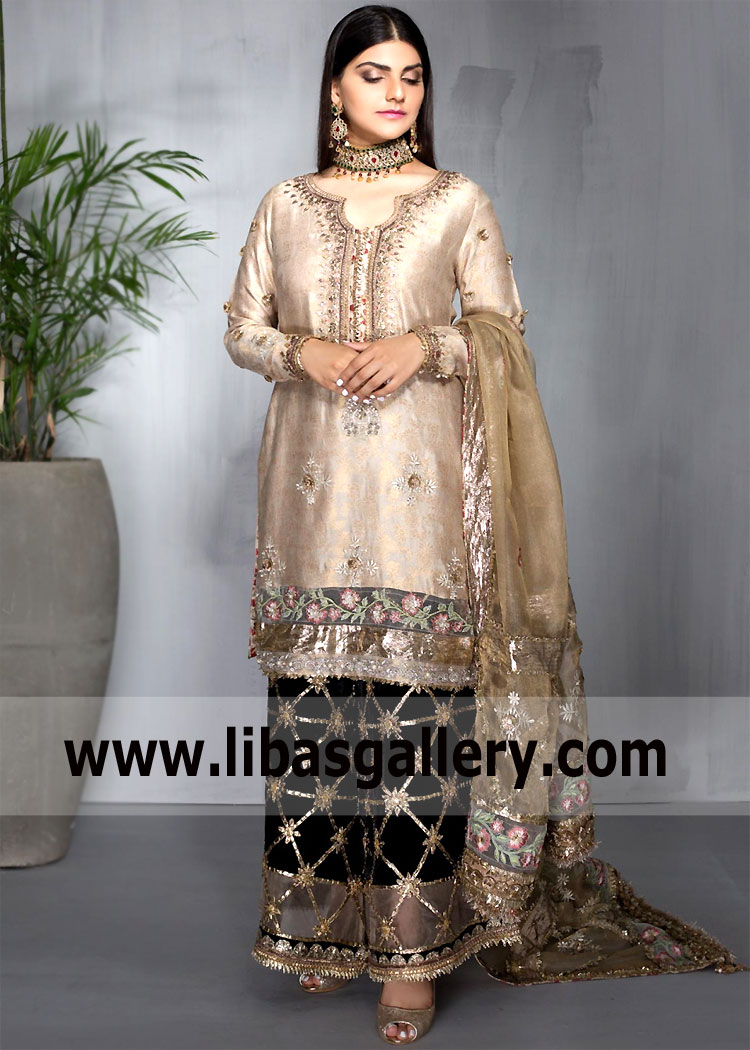 Golden Black Freesia Wedding Guest Dress