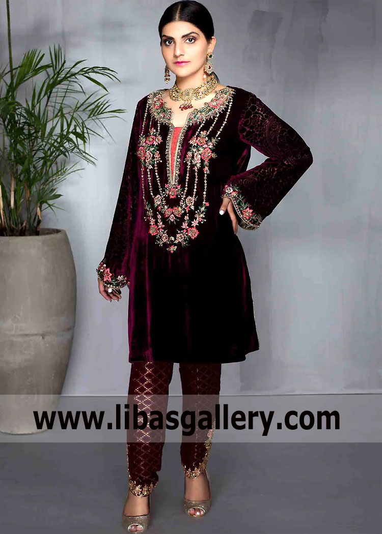 Dark Maroon Rosa Party Wear Palachi Design