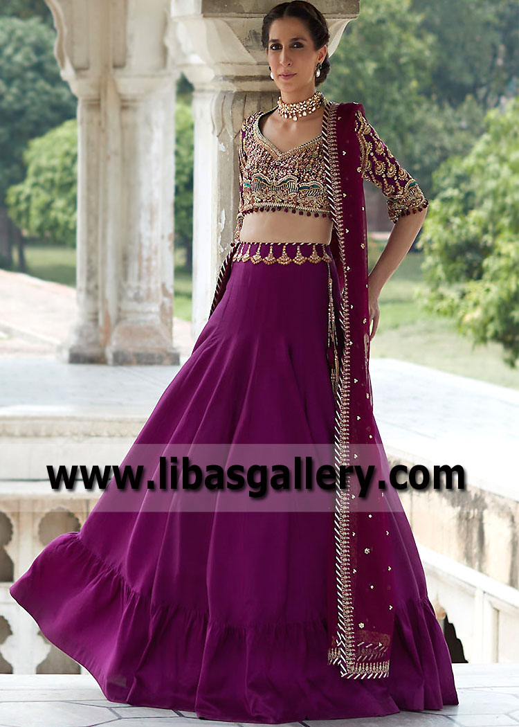 Tyrian Purple Snowflake Lehenga Choli