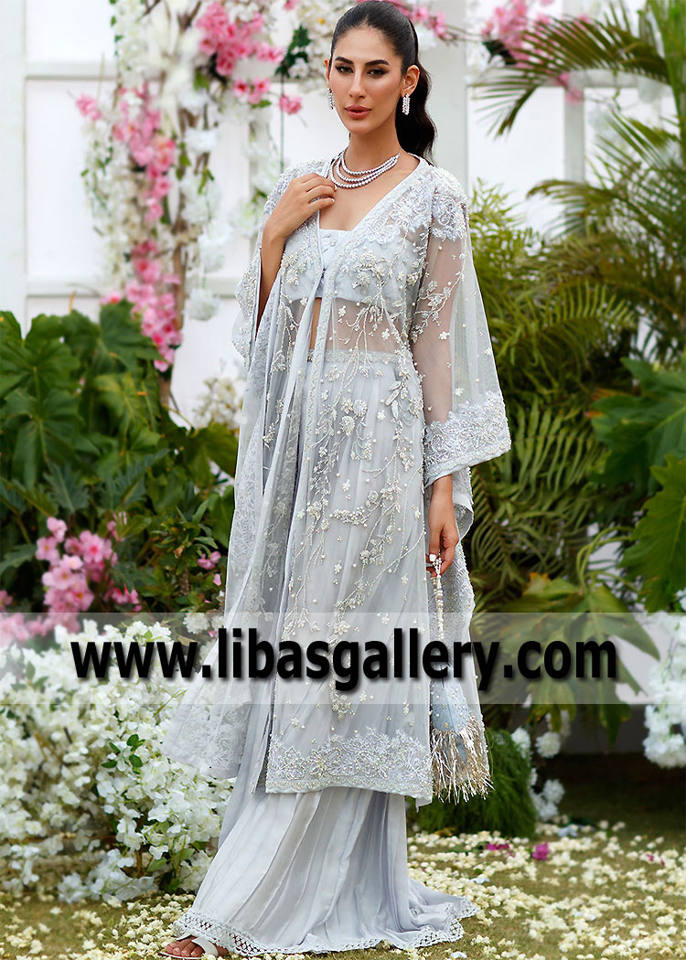 French Gray Clover Kaftan Cape