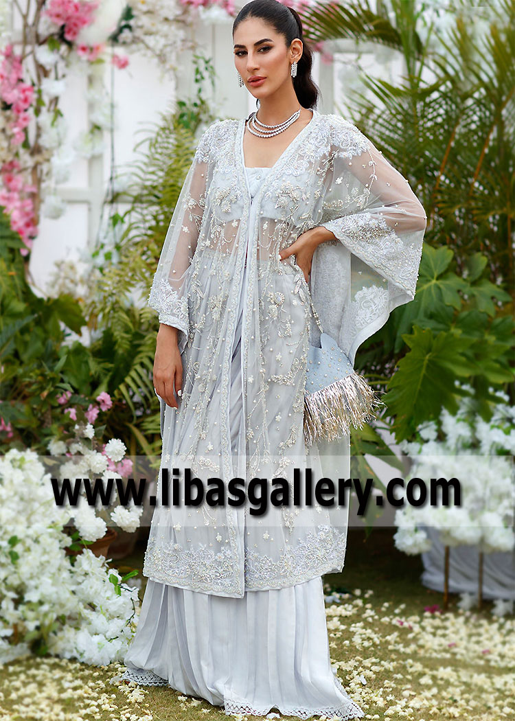 French Gray Clover Kaftan Cape