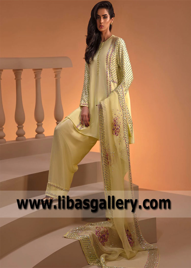 Pastel Yellow Verbena Luxury Kurta Shalwar