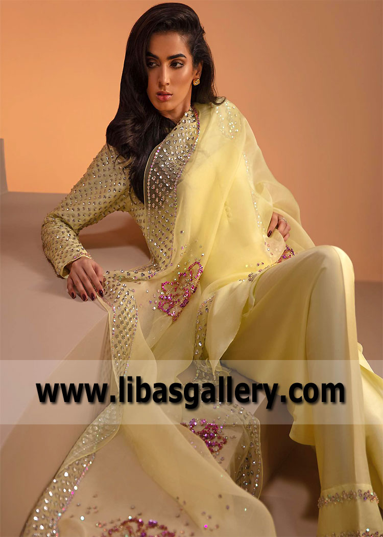 Pastel Yellow Verbena Luxury Kurta Shalwar