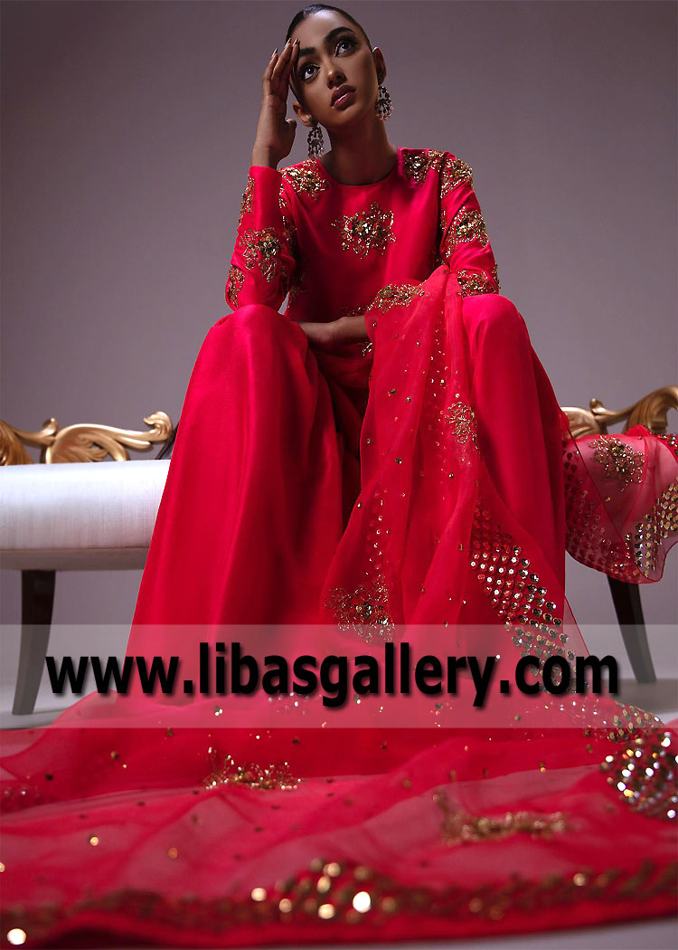 American Rose Crinum Bride Sister Gharara Dress