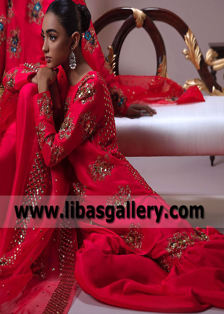 American Rose Crinum Bride Sister Gharara Dress