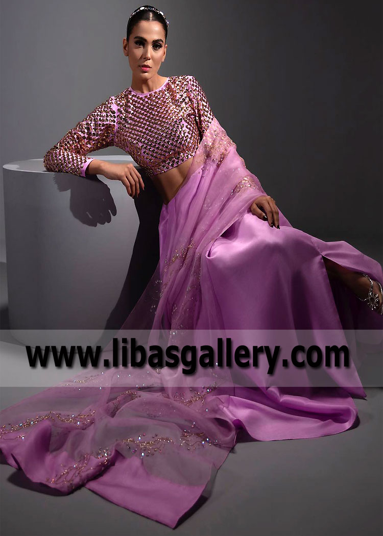 Violet Tulip Lehenga With Cropped Blouse
