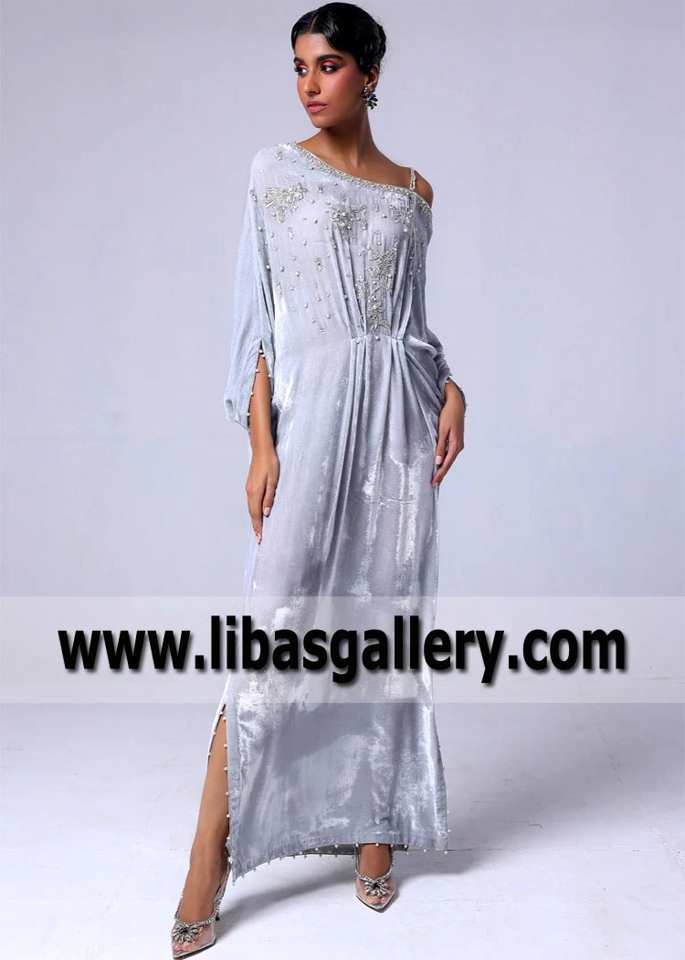 French Grey Mandalay Velvet Kaftan