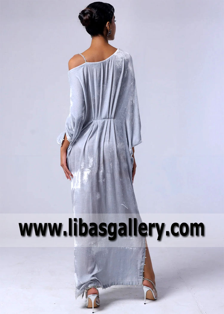 French Grey Mandalay Velvet Kaftan