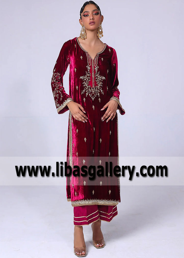 Velvet Formal Dresses Party Dresses Pakistan Trouser Suit Wedding Dresses Los Angeles California USA