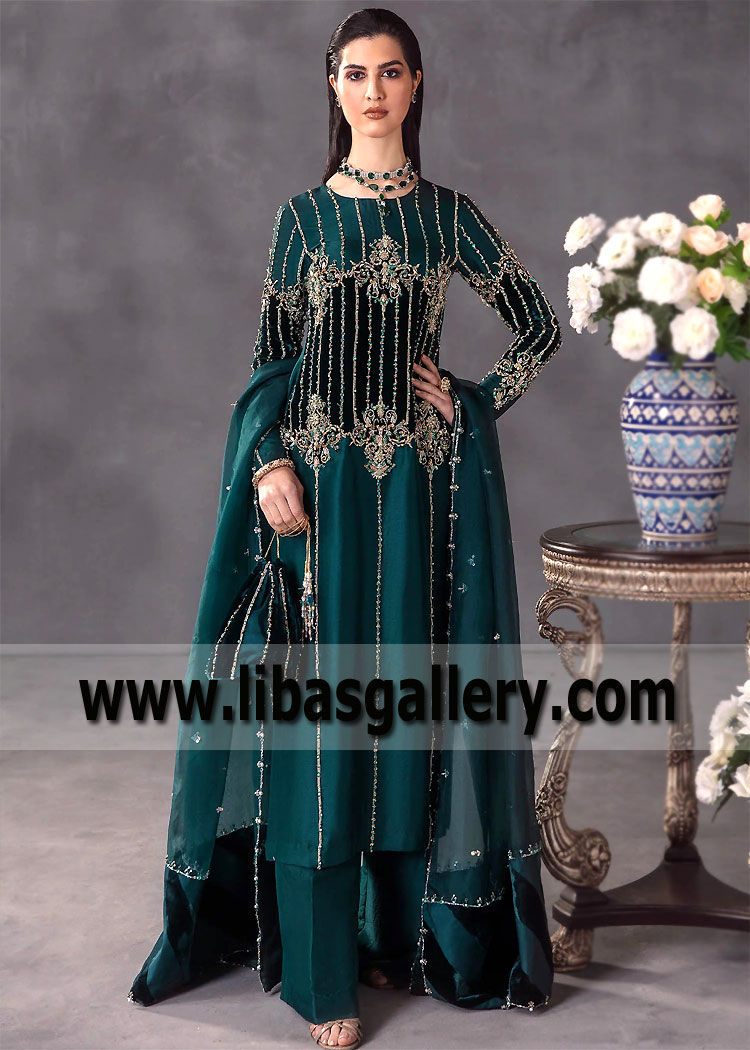 Brunswick Green Bloom Wedding Guest Dress
