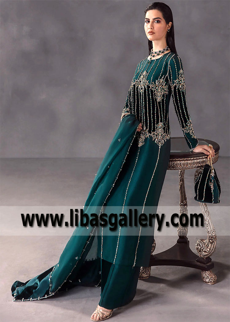Brunswick Green Bloom Wedding Guest Dress