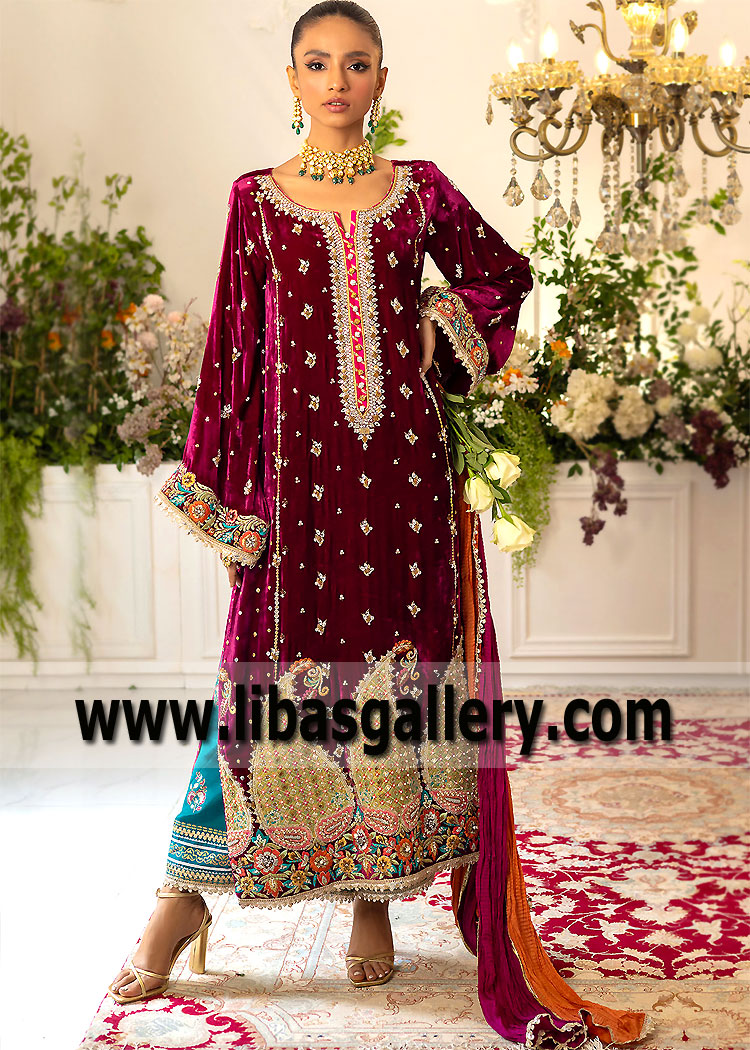 Claret Crinum Long Silhouette Party Dress