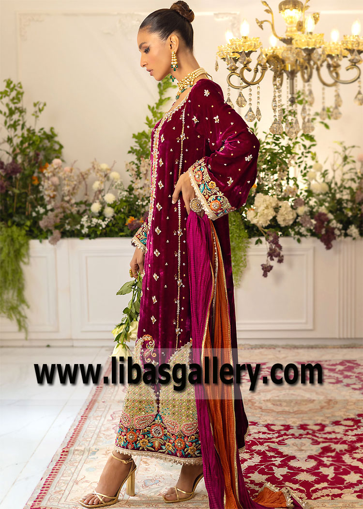 Claret Crinum Long Silhouette Party Dress