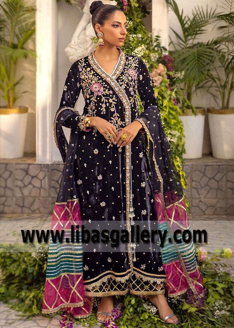 Indain Angrakha Velvet Dresses Bradford UK Angrakha Party Dresses Designer Party Dresses