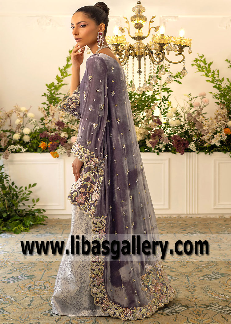 Cinereous Wisteria High Low Silhouette Party Wear