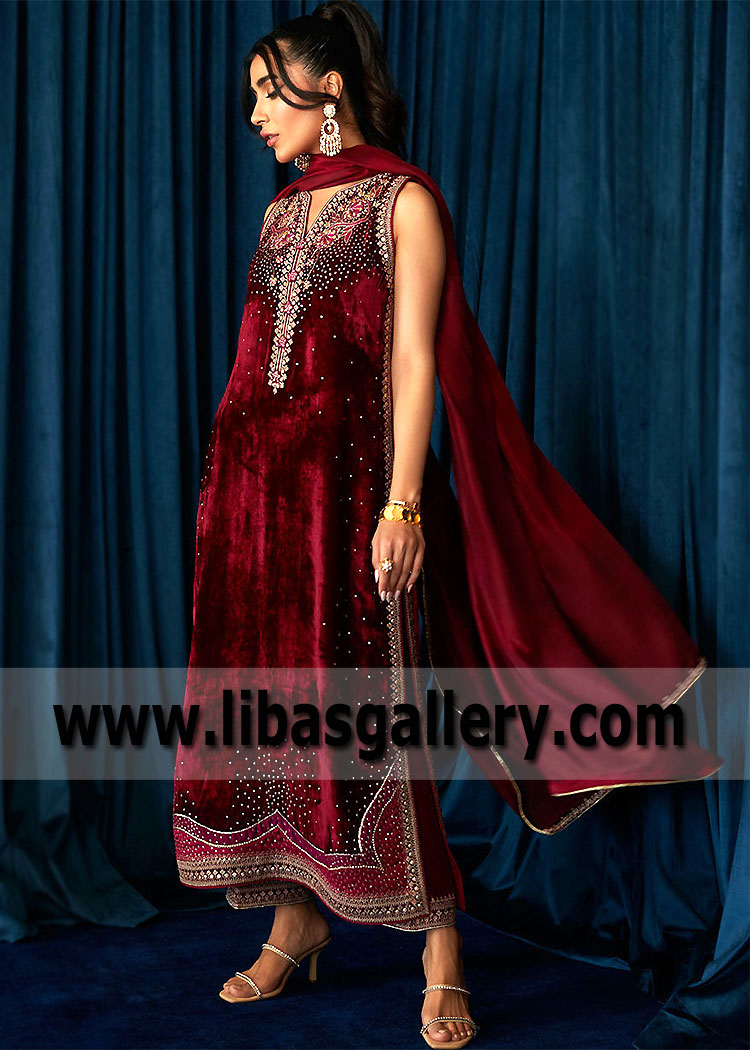 UP Maroon Tulip Bridal Party Dress
