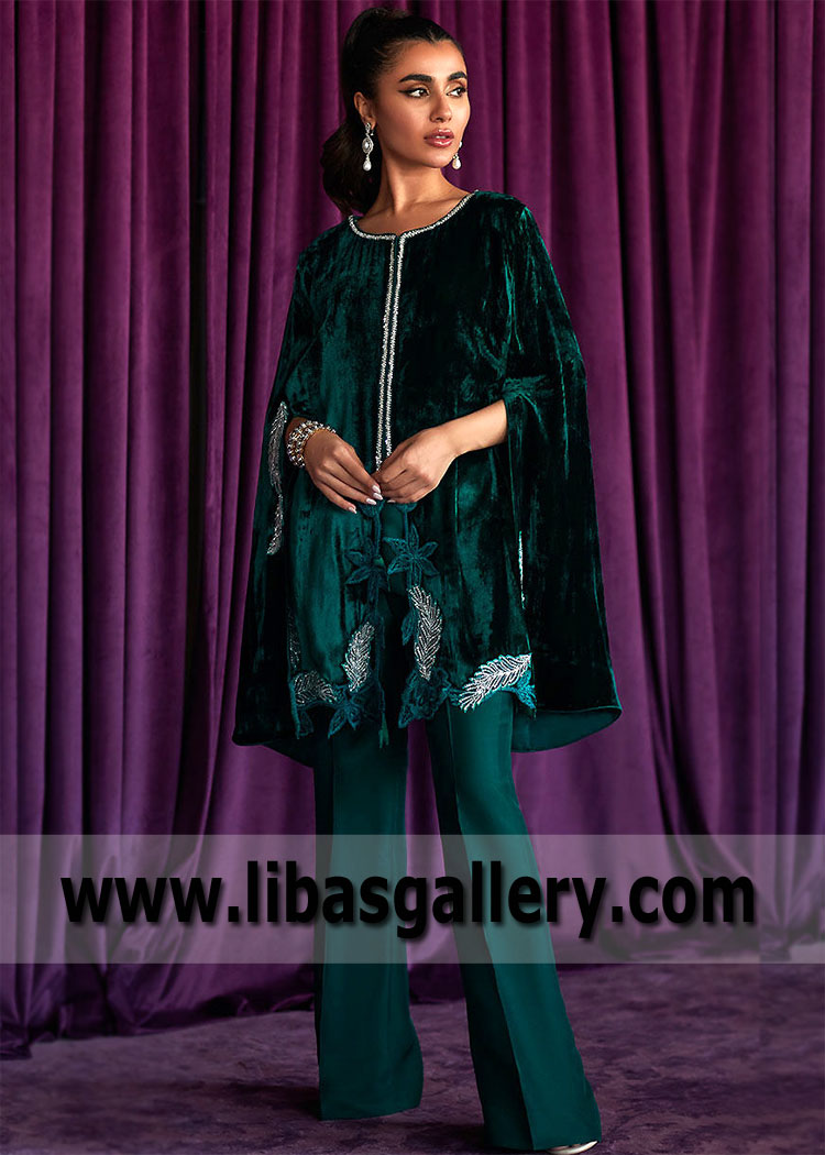 Brunswick Green Mantle Party Wear Pakistan