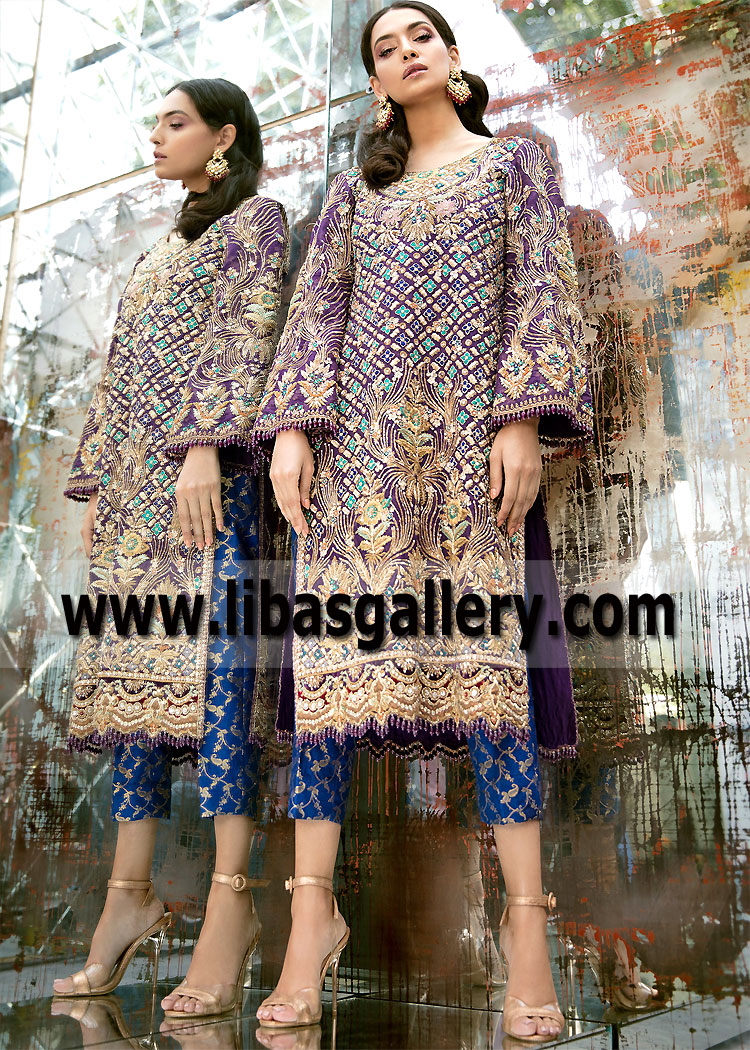 Cyber Grape Blue Dahlia Party Wear