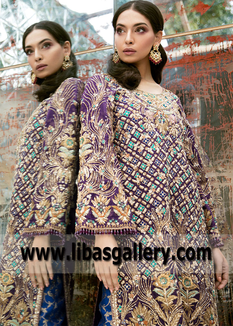 Cyber Grape Blue Dahlia Party Wear