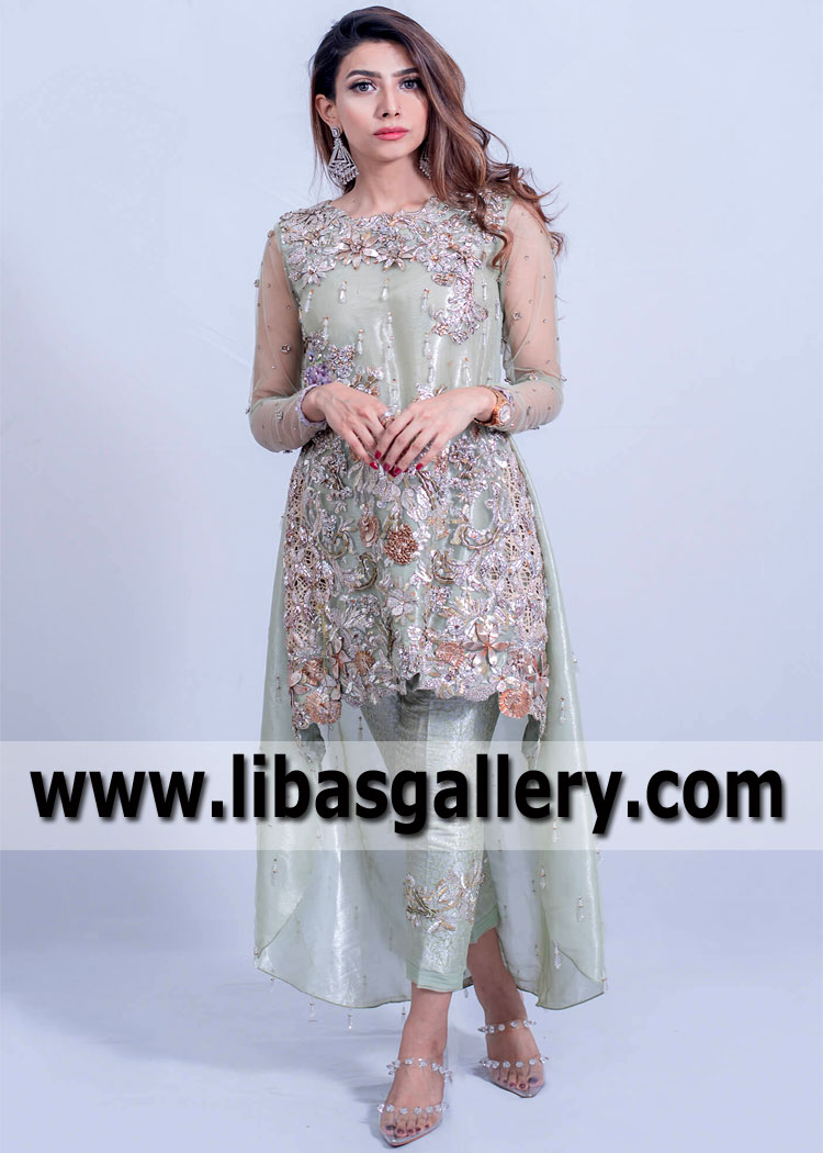 Alice Blue Lungwort High Low Designer Dress
