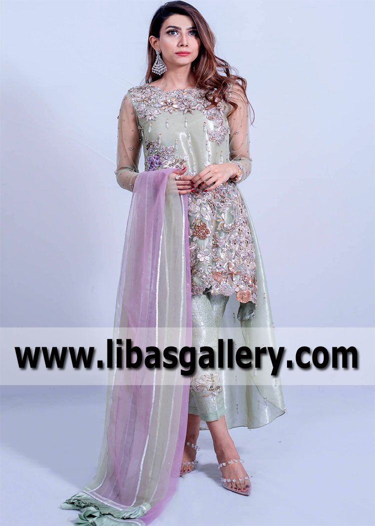 Alice Blue Lungwort High Low Designer Dress