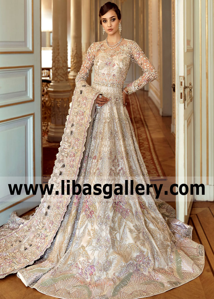 Champagne Dickinson Wedding Dress With Floor Length Gown