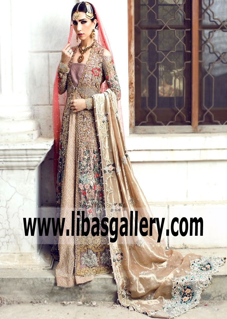 Eggplant Apricot Cold Shoulders Gorgeous Floor Length Bridal By Saira Shakira