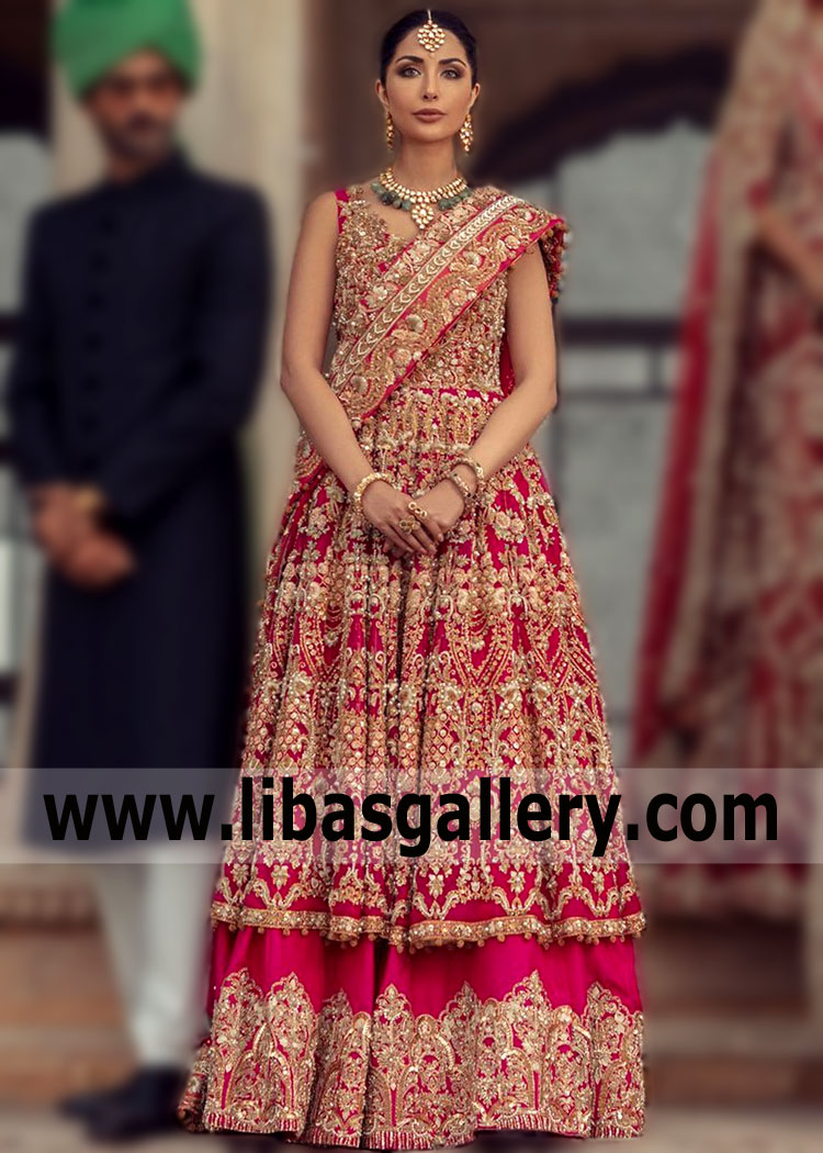 American Rose Bridal Anarkali with Lehenga