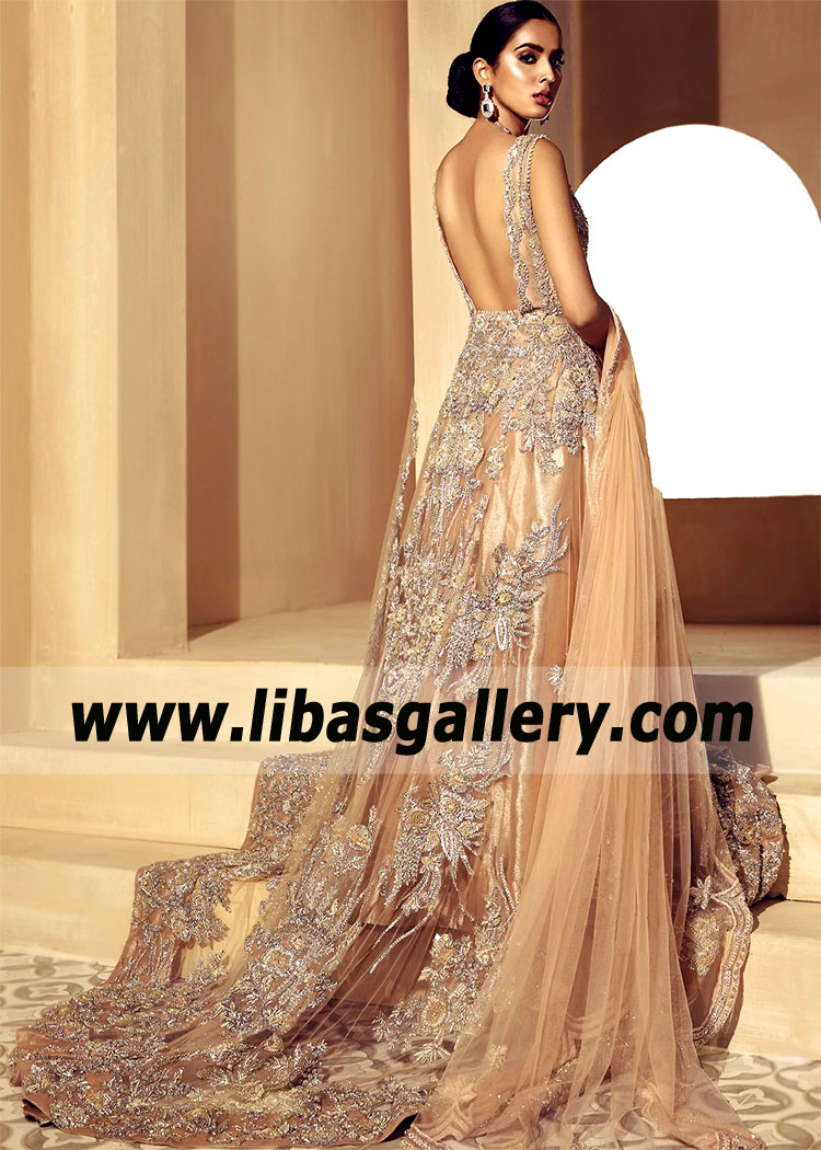 Peach-orange Ashley Maxi for Walima