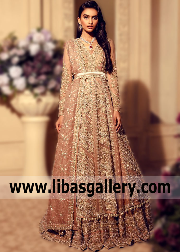 Sandy Brown Amethyste Bridal Anarkali Lehenga