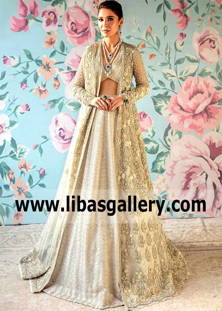 Off White Bridal Dress in California, Traditional Nikkah Wedding Lehenga Dress Sacramento California