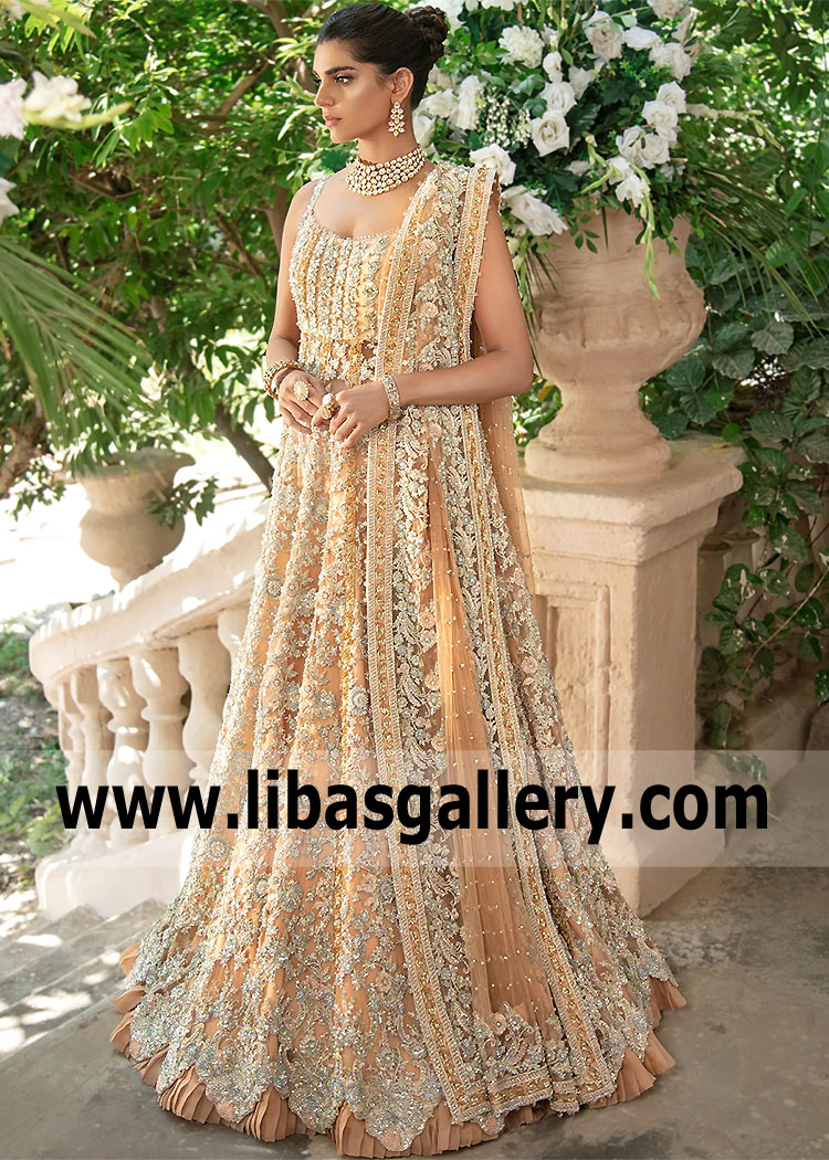 Mellow Apricot Forsythia Wedding Gown