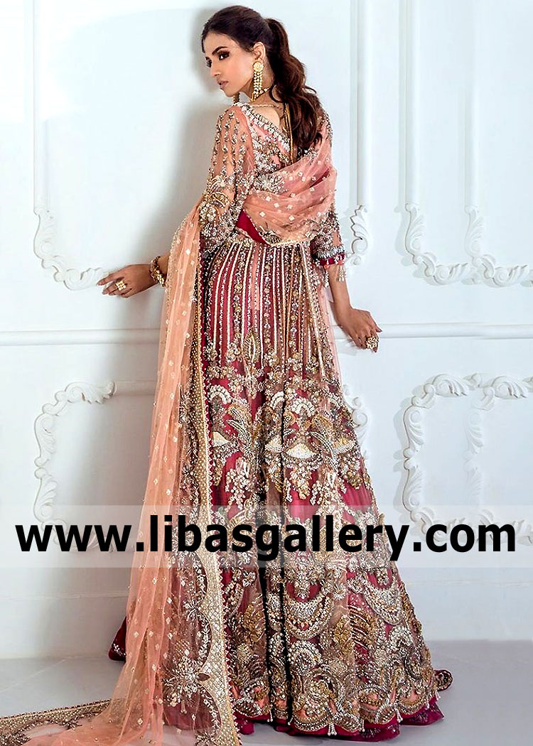 Rose Pink Myrtus Anarkali Wedding Dress