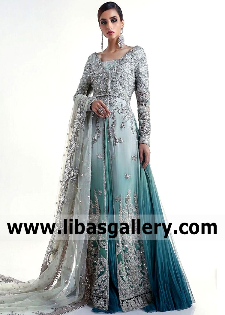 Light Blue Ombre Santolina Bridal Outfit