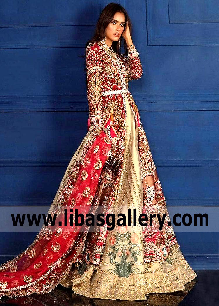 Cornell Red Ginkgo Wedding Lehenga