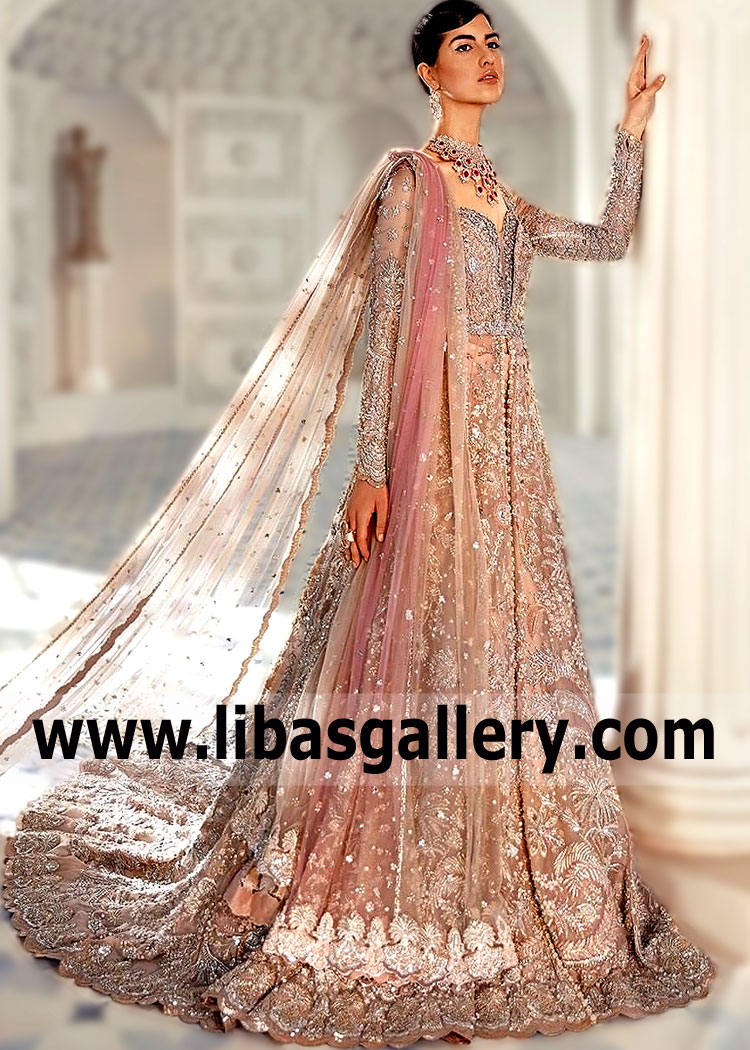 Old Rose Anarkali Style with Lehenga