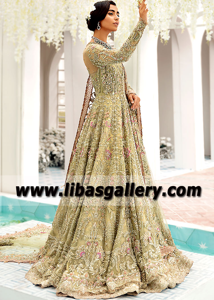 Sulphur Iris Bridal Maxi with Lehenga