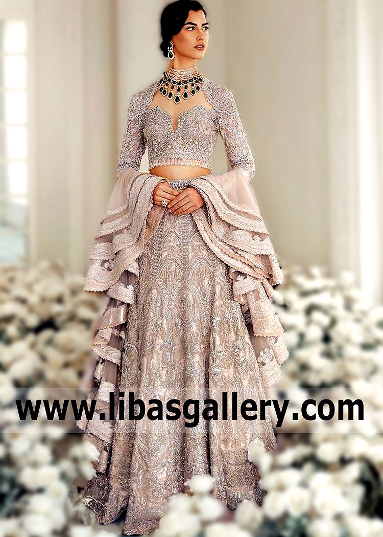 Ice Pink Iris Bridal Lehenga for Reception