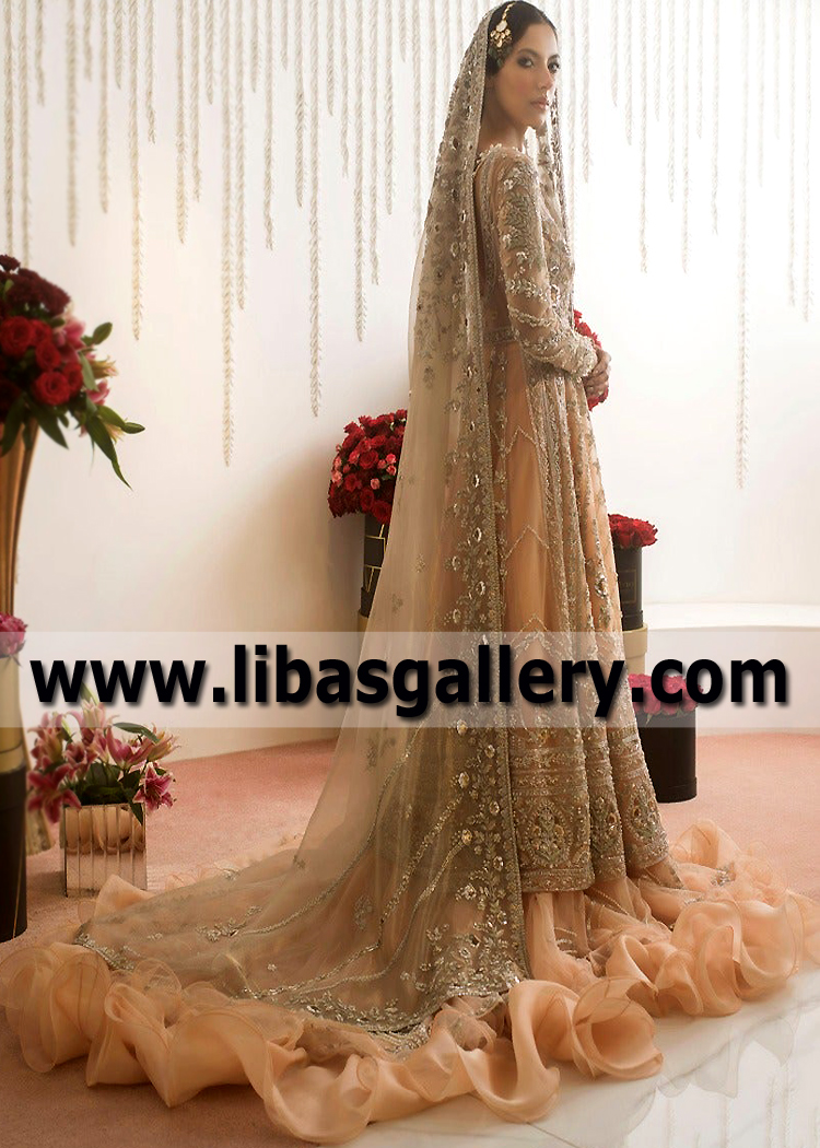 Peach Pearl Eustacia Bridal Lehenga for Walima