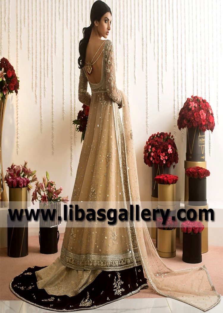 Tan Seal Brown Fleur Wedding Dress