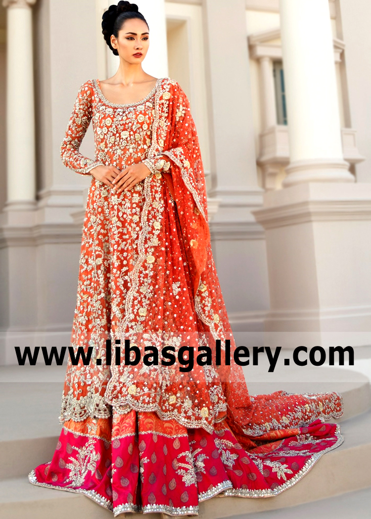 Orange Fleur Lehenga For Wedding