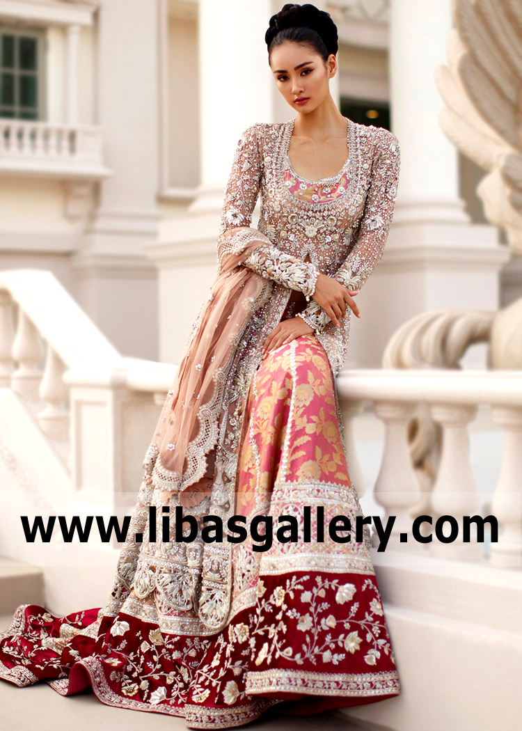 Precious Coral Apricot Arum Bridal Lehenga